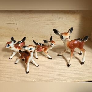 Charming Bone China Deer and  Fawns Figurine Set of Four